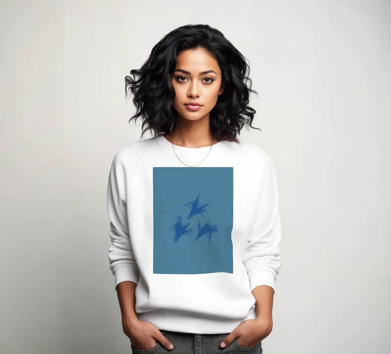 Blurred abstract blue shapes on a blue background sweatshirt by Something for you