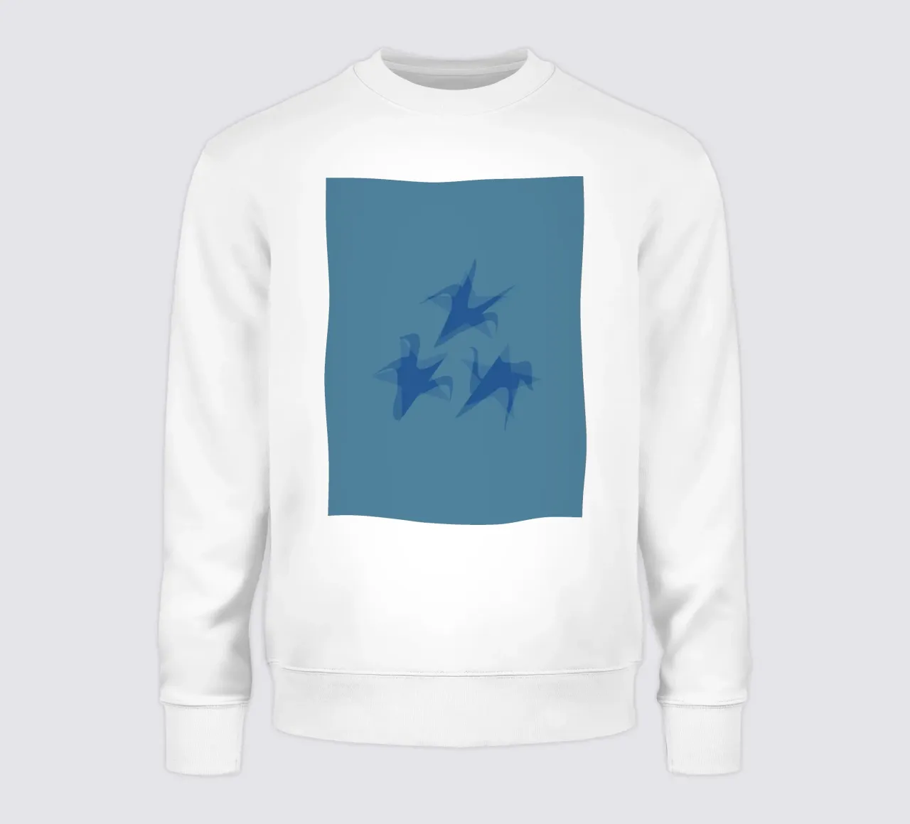 Blurred abstract blue shapes on a blue background sweatshirt by Something for you