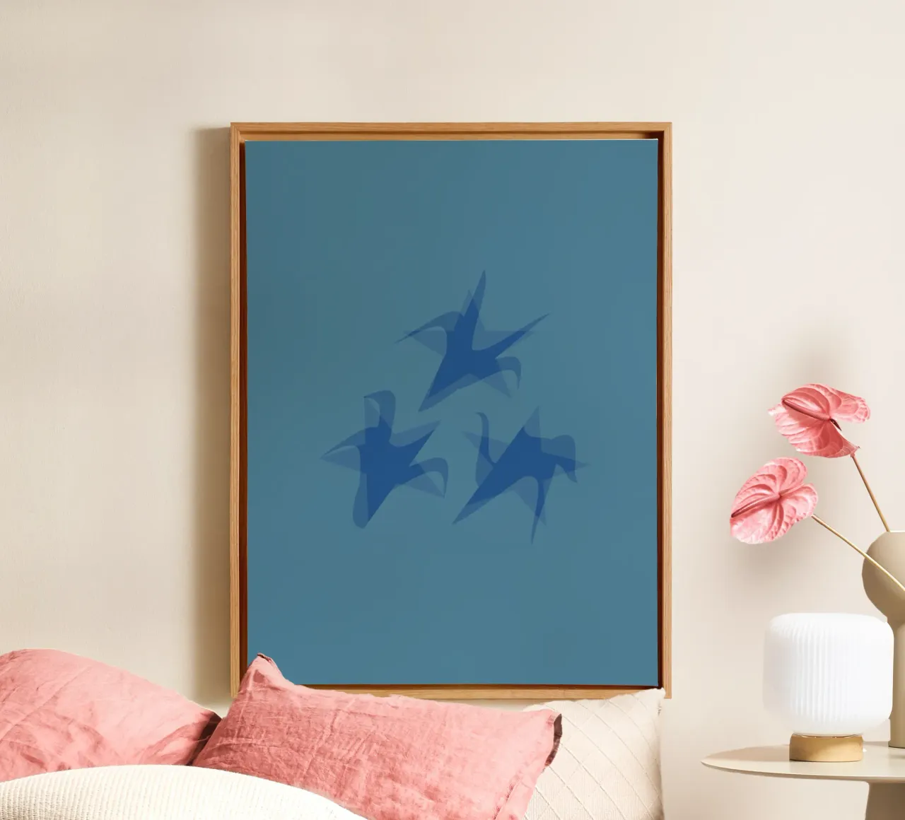 Blurred abstract blue shapes on a blue background canvas by Something for you