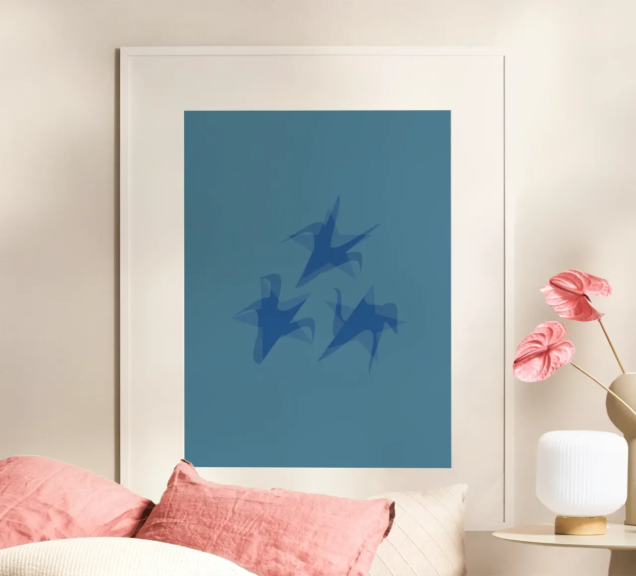 Blurred abstract blue shapes on a blue background hahnemühle by Something for you