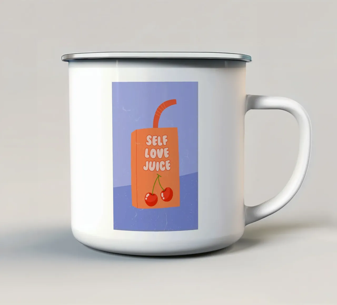 Retro self love juice art, positivo, preppy, carino tazza in smalto da pdigitalprints