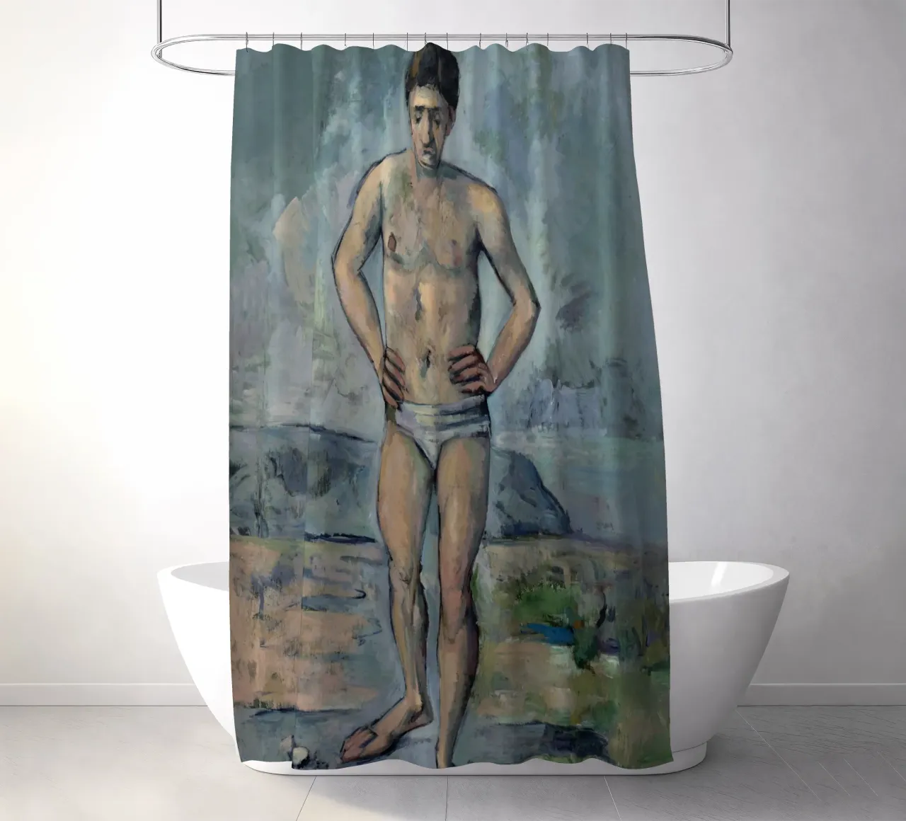 Paul Cezanne - De bader douchegordijn van Timeless Artworks
