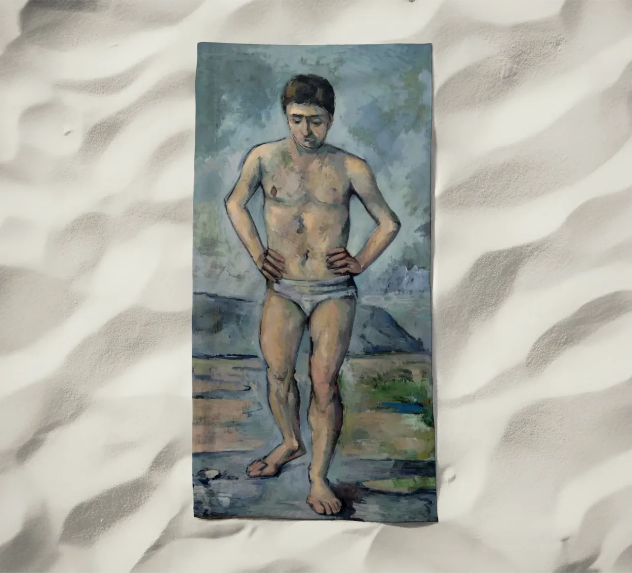 Paul Cezanne - De bader strandhanddoek van Timeless Artworks