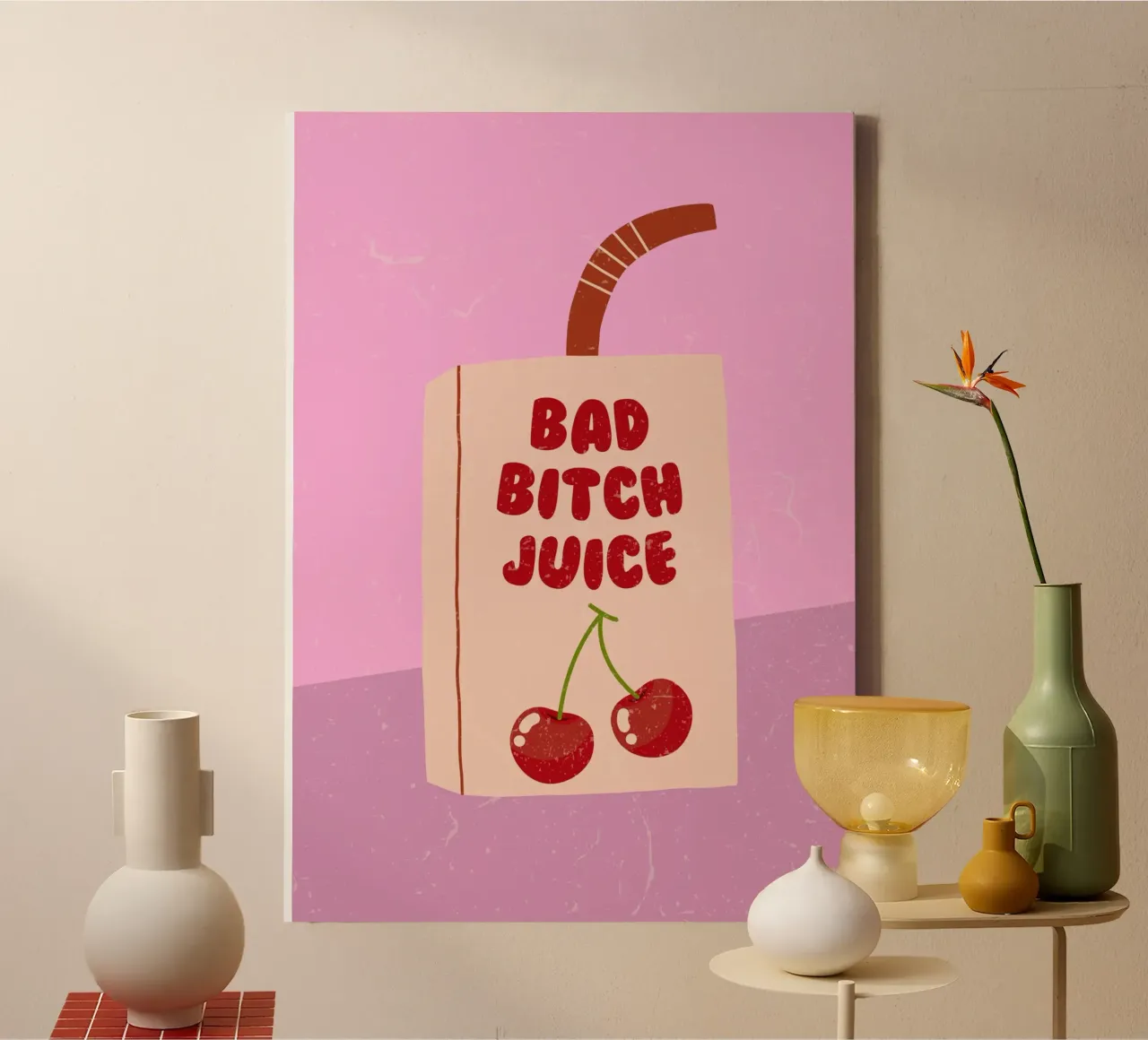 Retro bad bitch sap kunst, positief, bekakt, schattig canvas met Baklijst van pdigitalprints