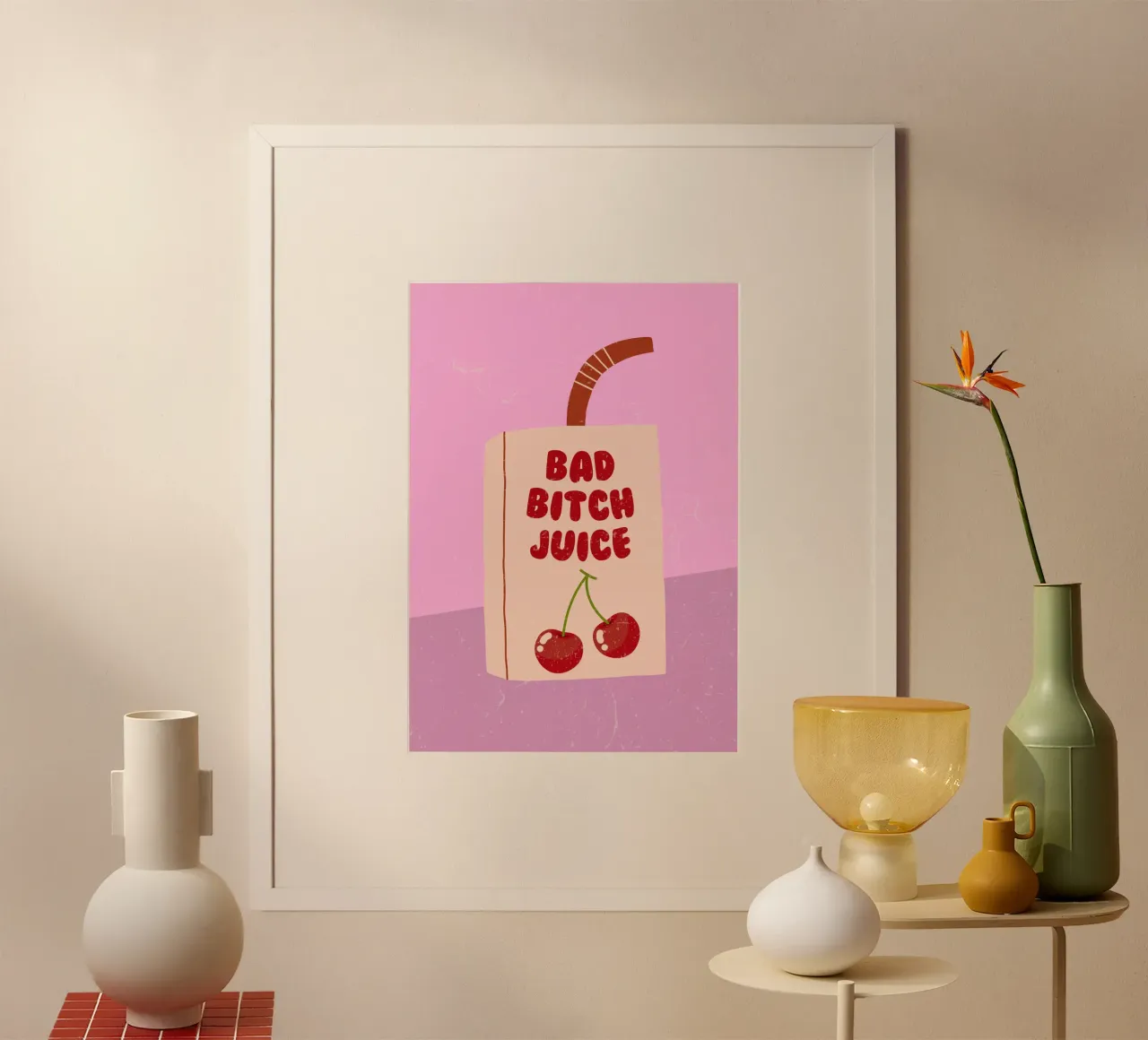 Retro bad bitch juice art, positivo, preppy, carino poster da pdigitalprints
