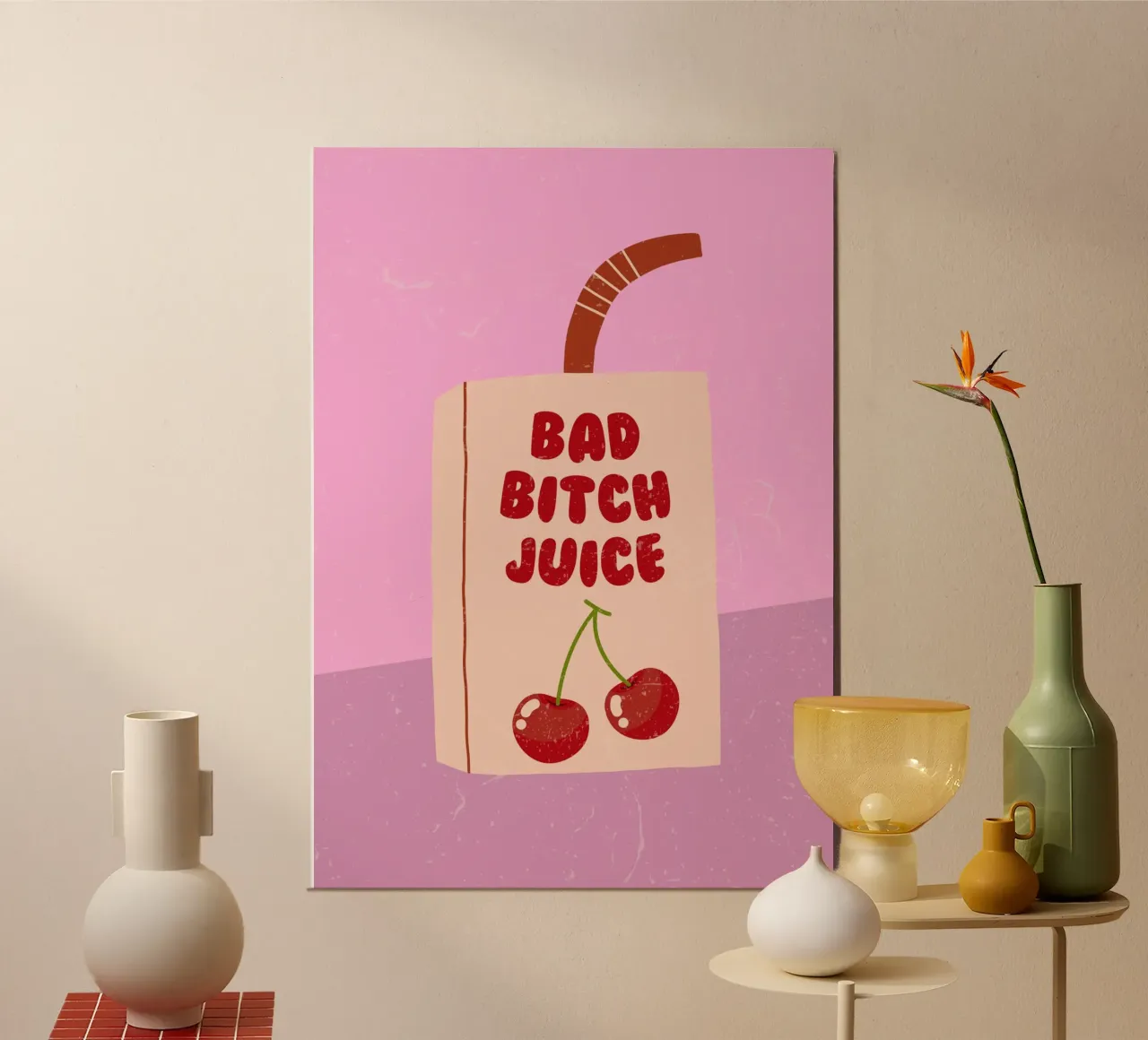 Retro bad bitch juice art, positivo, preppy, carino poster da pdigitalprints
