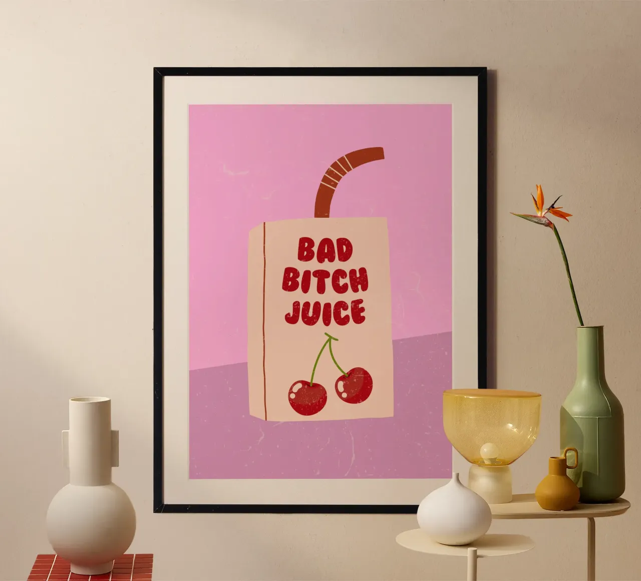 Retro bad bitch juice art, positivo, preppy, carino poster da pdigitalprints