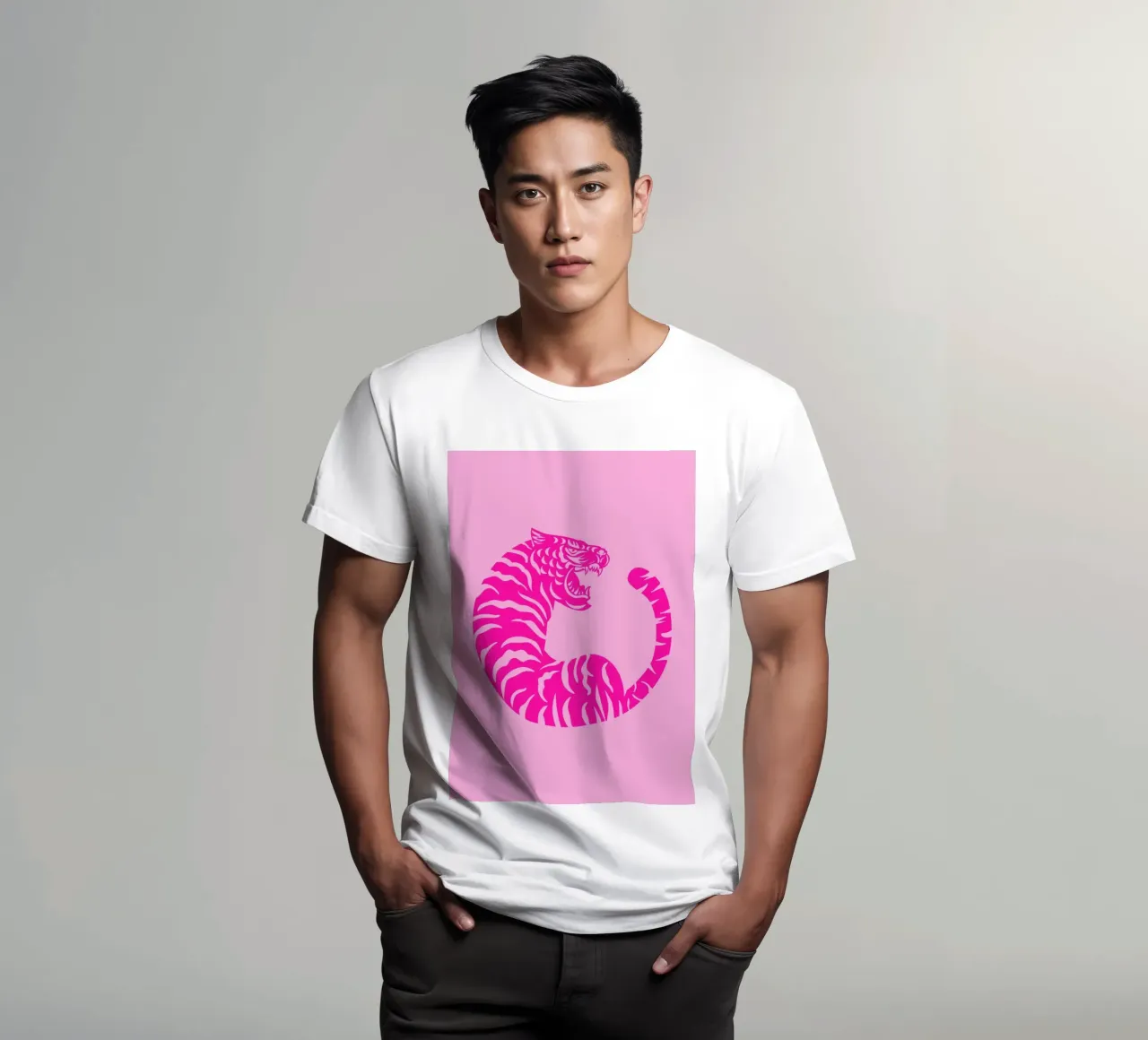Preppy pink abstract tiger t-shirt by pdigitalprints