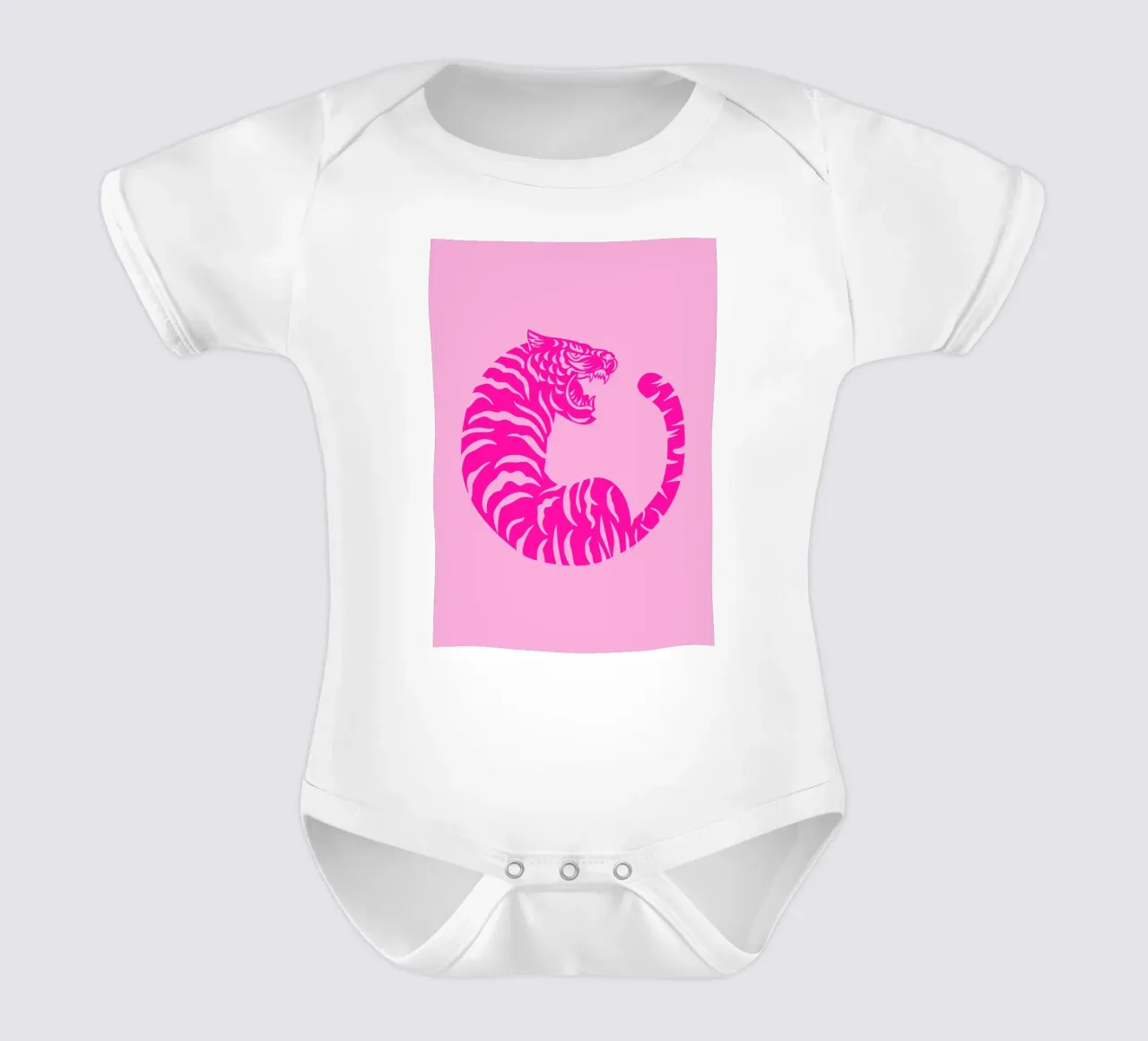 Preppy pink abstract tiger short-sleeve baby romper by pdigitalprints