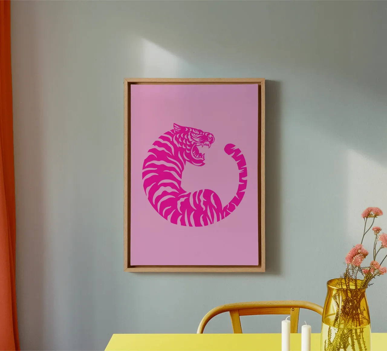 Preppy roze abstracte tijger canvas met Baklijst van pdigitalprints