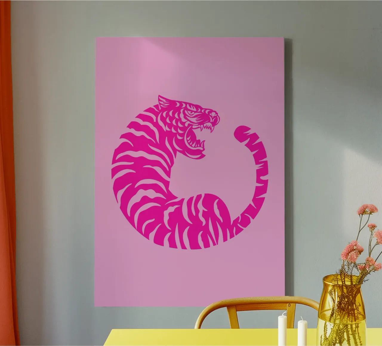Preppy roze abstracte tijger canvas met Baklijst van pdigitalprints