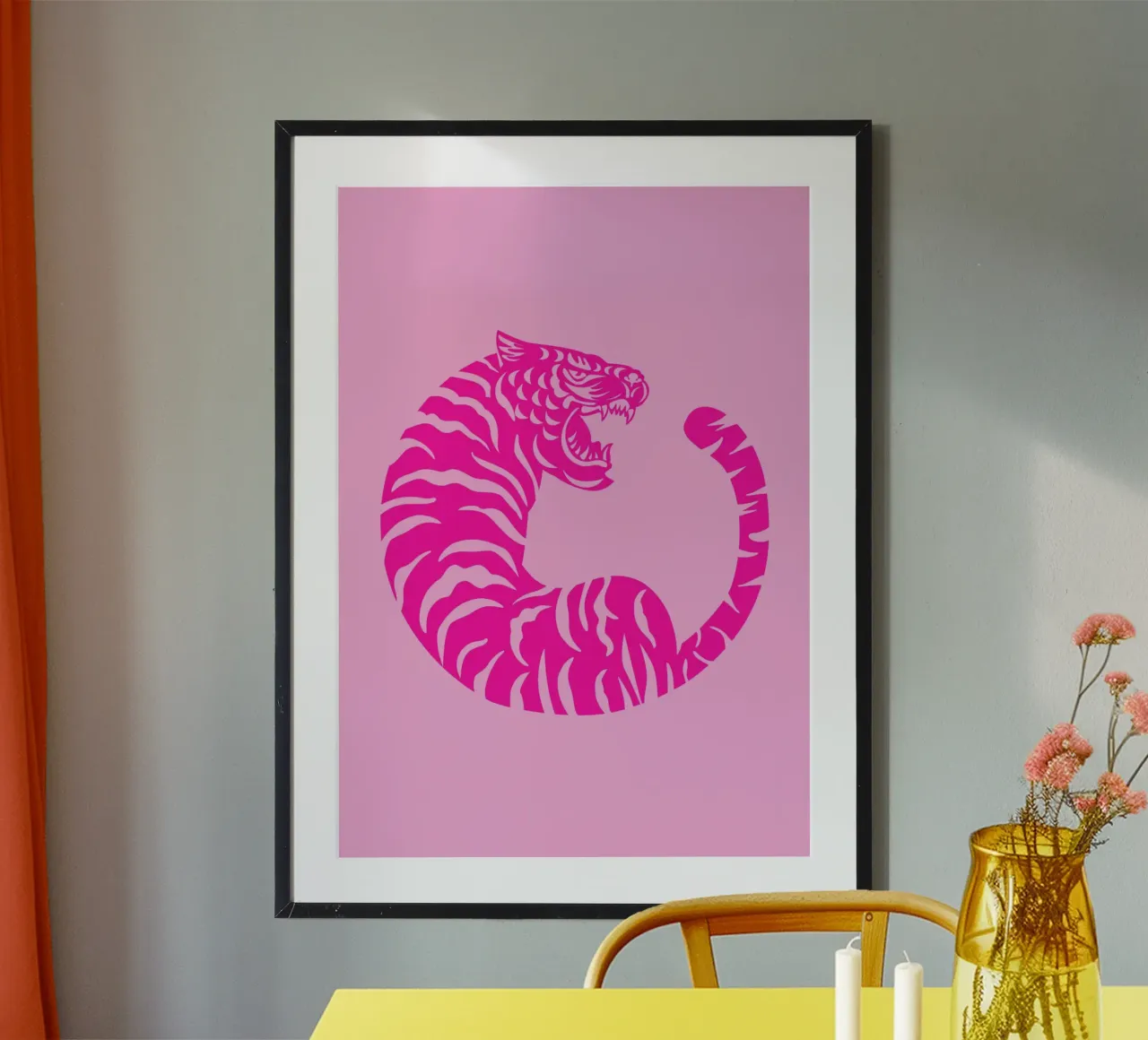 Preppy pink abstract tiger hahnemühle by pdigitalprints
