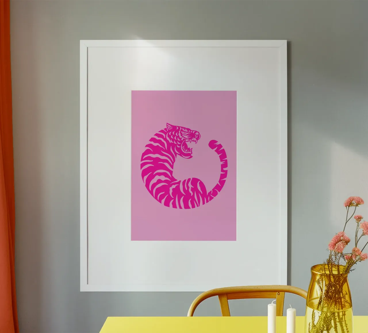 Preppy pink abstract tiger hahnemühle by pdigitalprints