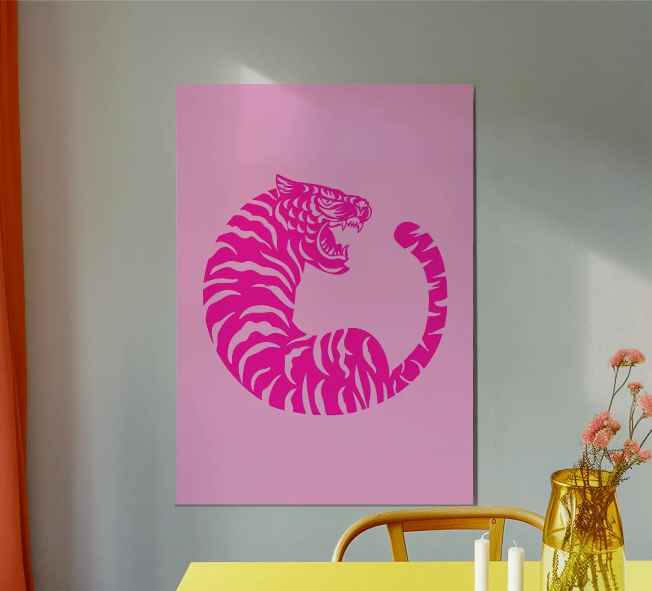Preppy pink abstract tiger hahnemühle by pdigitalprints