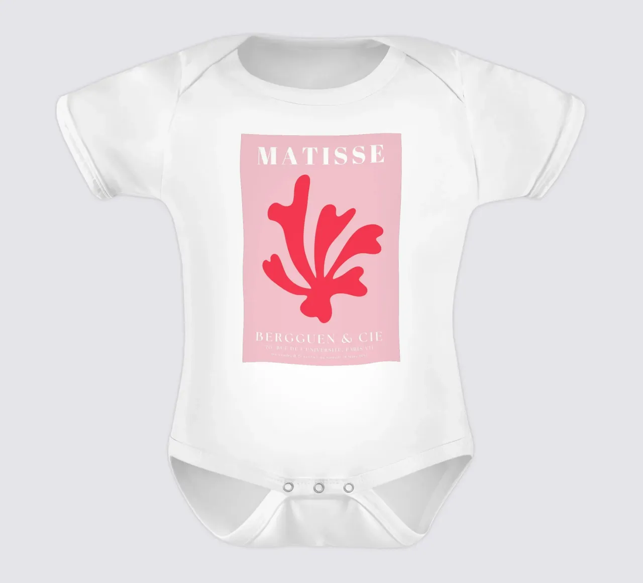Henri matisse abstracte kunst, roze en rood babyrompertje korte mouwen van pdigitalprints