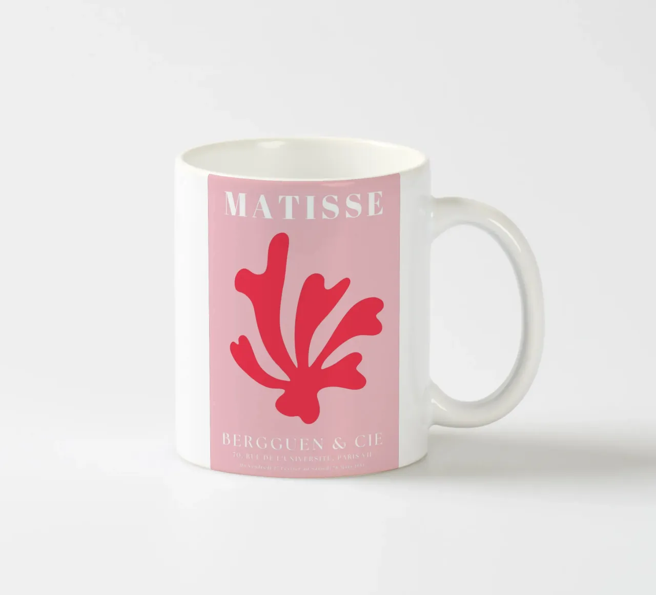 Henri matisse abstracte kunst, roze en rood keramische mok van pdigitalprints