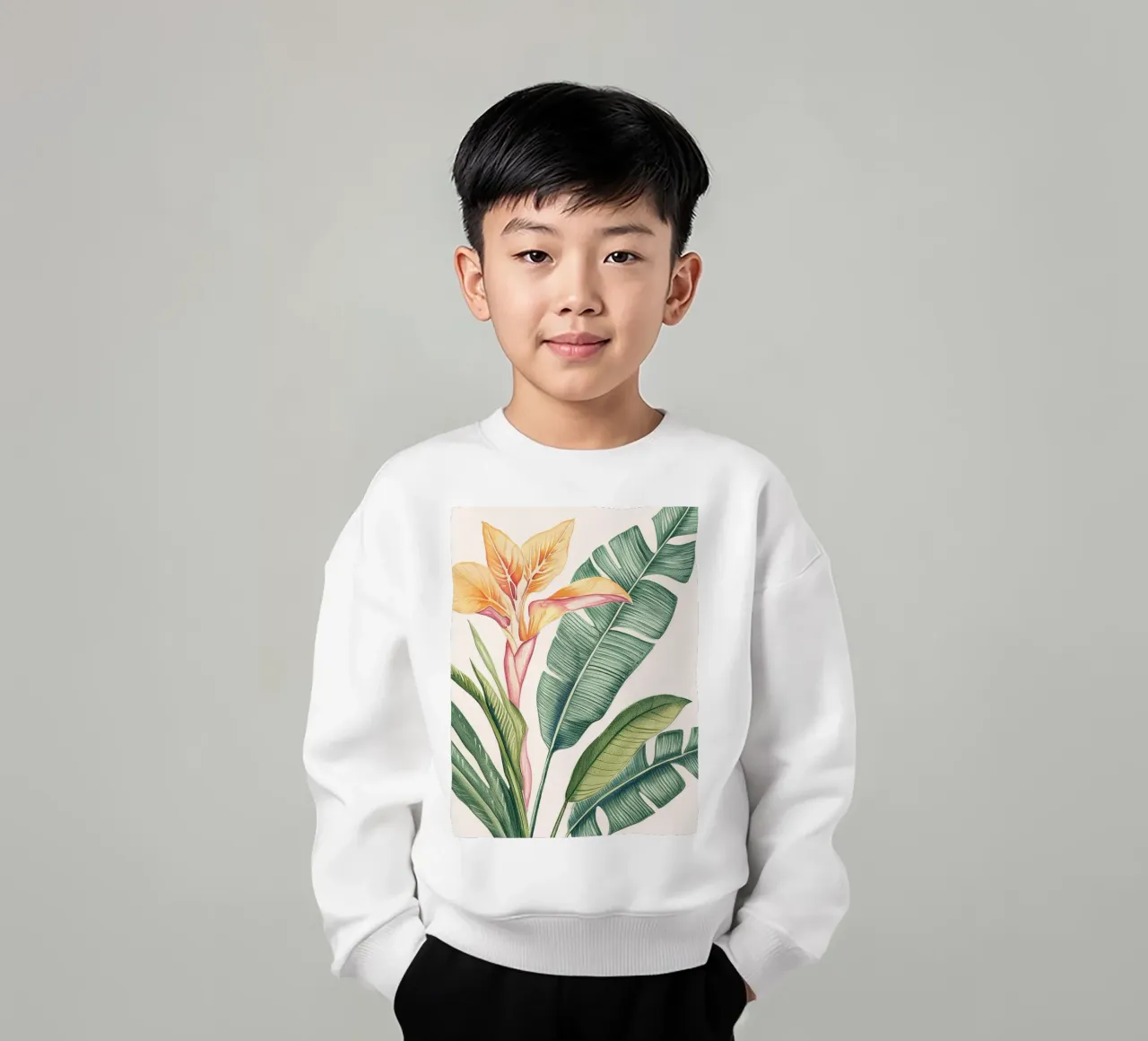 Uccello del Paradiso Monstera Leaf Boho Botanico Pianta Tropicale felpa bambino da Gentle Echoes Art