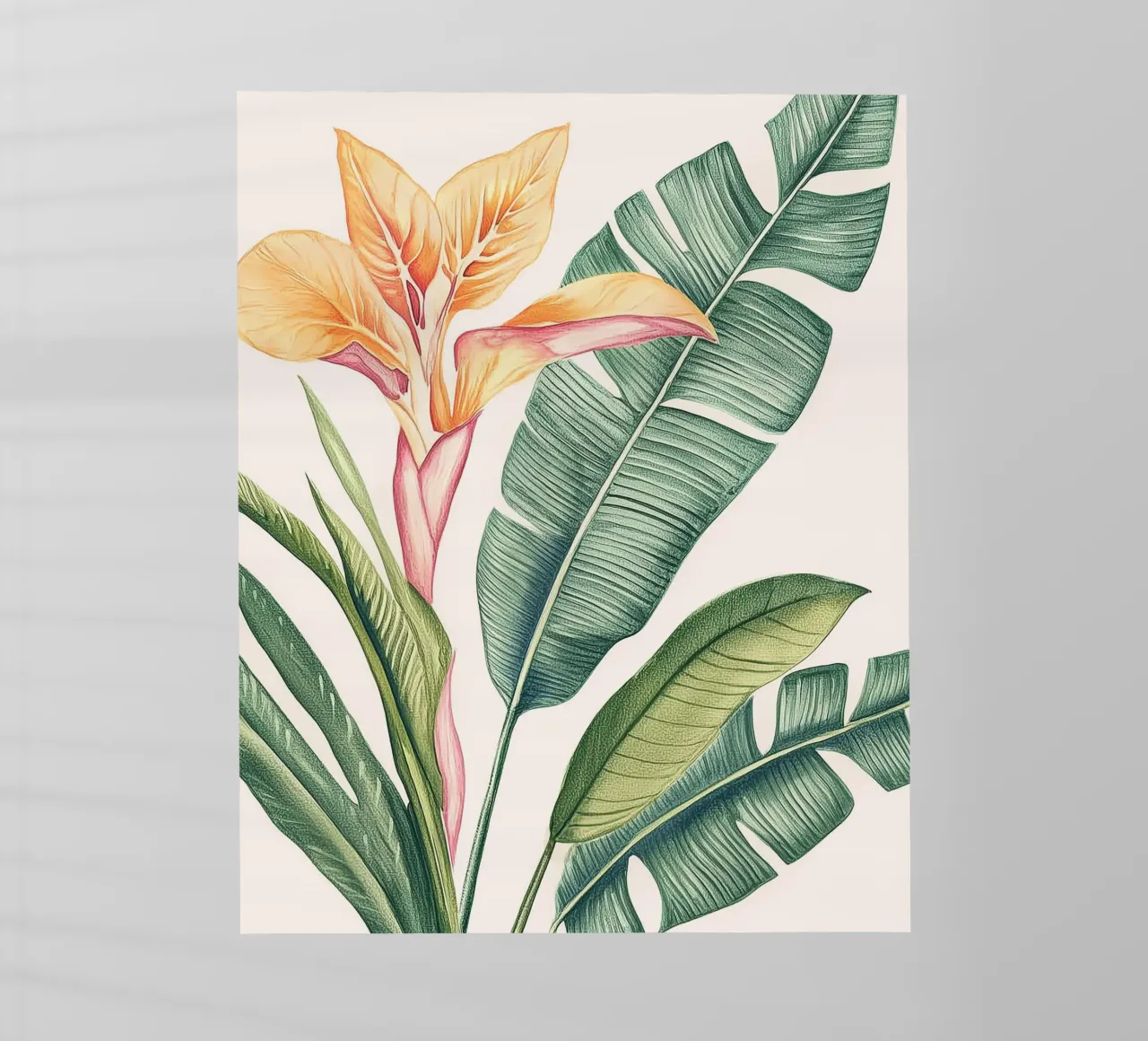 Uccello del Paradiso Monstera Leaf Boho Botanico Pianta Tropicale pellicola backlit da Gentle Echoes Art