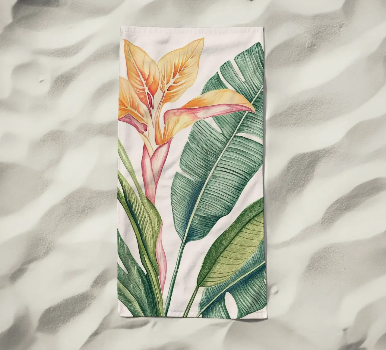 Uccello del Paradiso Monstera Leaf Boho Botanico Pianta Tropicale telo mare da Gentle Echoes Art