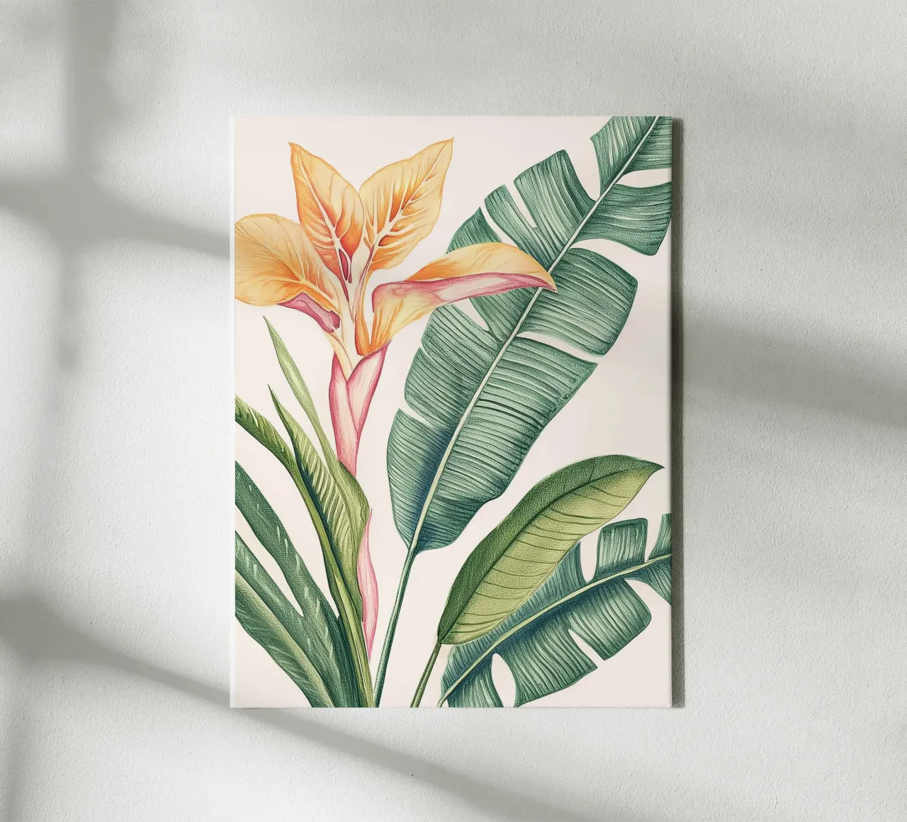 Uccello del Paradiso Monstera Leaf Boho Botanico Pianta Tropicale tela con Cornice a cassetta da Gentle Echoes Art