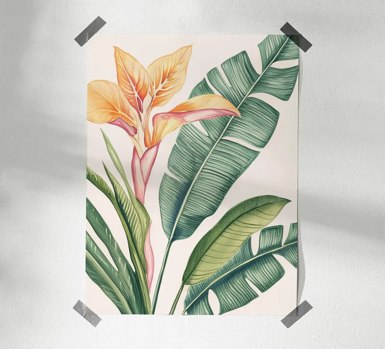 Oiseau de Paradis Monstera Leaf Boho Botanical Tropical Plant poster de Gentle Echoes Art