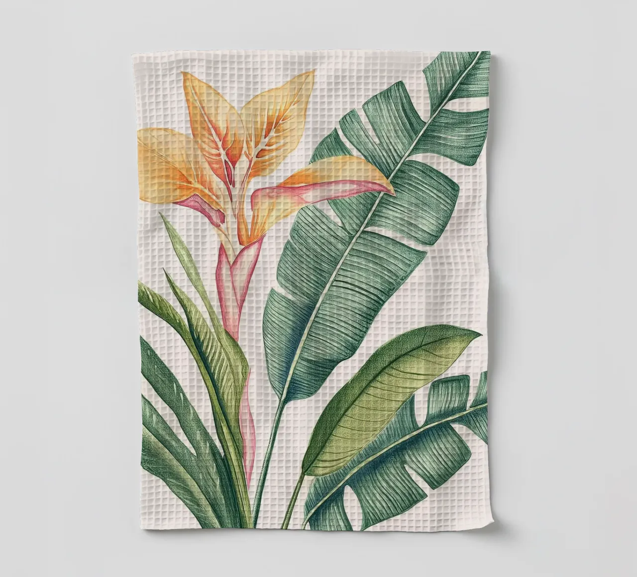Uccello del Paradiso Monstera Leaf Boho Botanico Pianta Tropicale canovaccio da cucina da Gentle Echoes Art