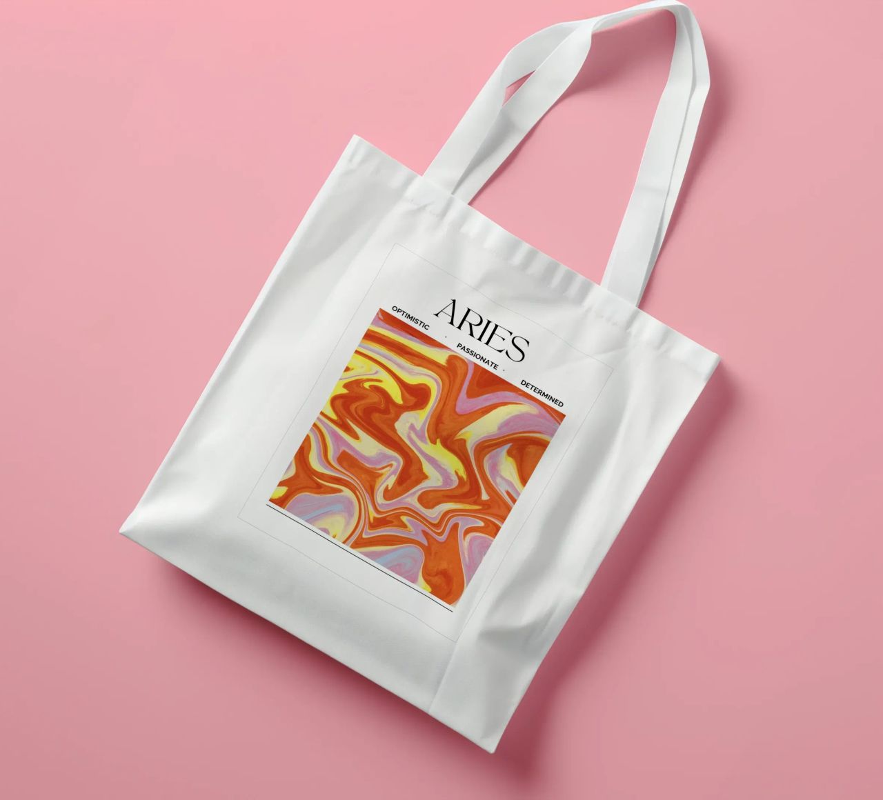 Fiery Aries Abstract Print – Bold, Passionate, and Dynamic borsa in juta da PrintCessStudio