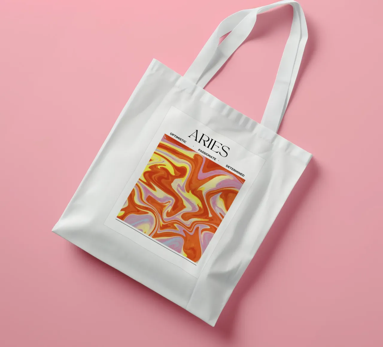 Fiery Aries Abstract Print – Bold, Passionate, and Dynamic borsa in juta da PrintCessStudio