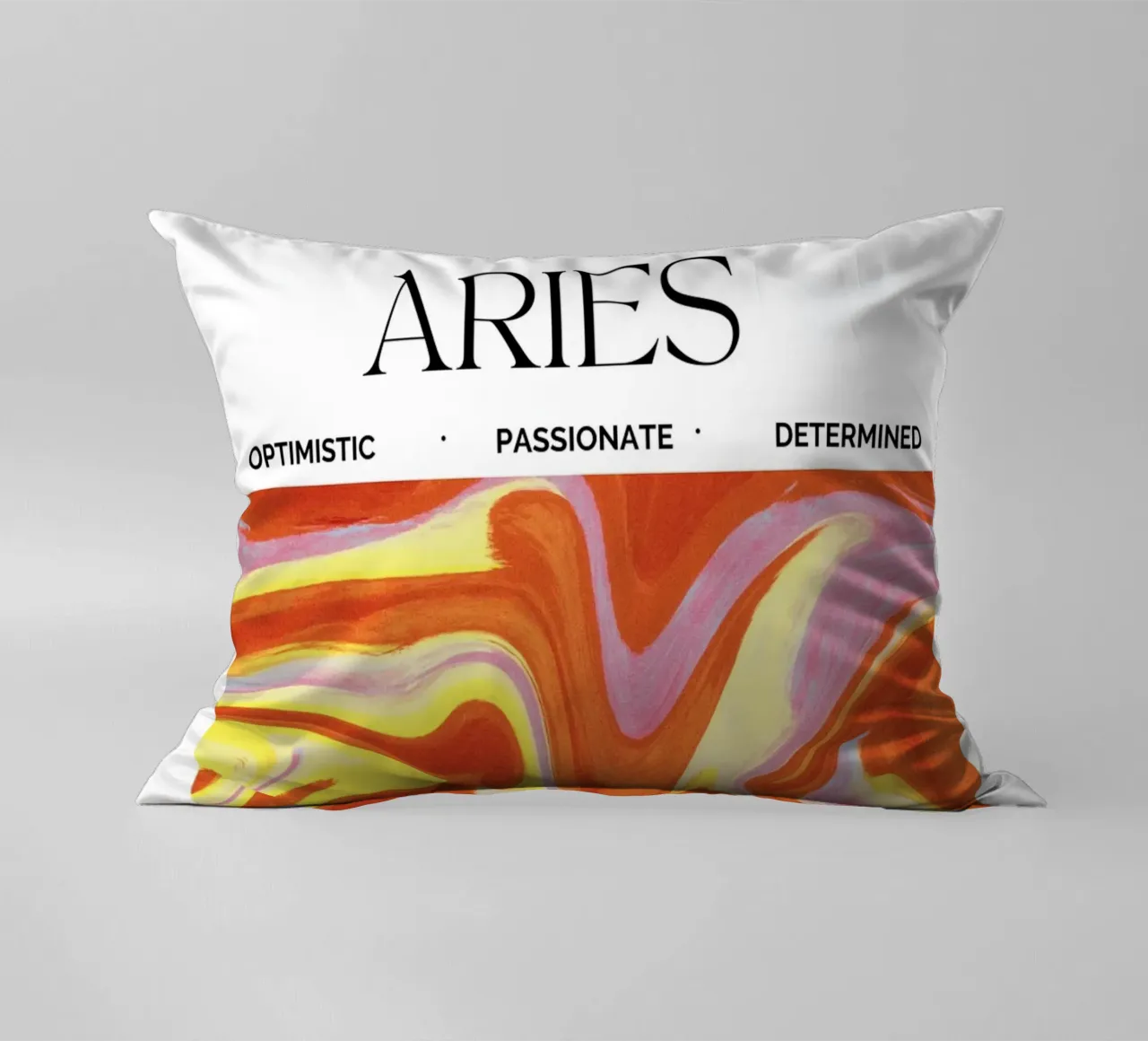 Fiery Aries Abstract Print – Bold, Passionate, and Dynamic cuscino da PrintCessStudio