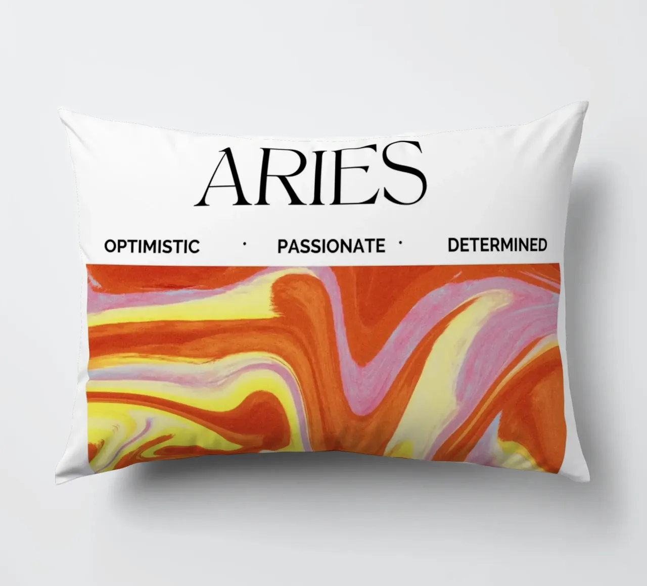Fiery Aries Abstract Print – Bold, Passionate, and Dynamic coussin de PrintCessStudio