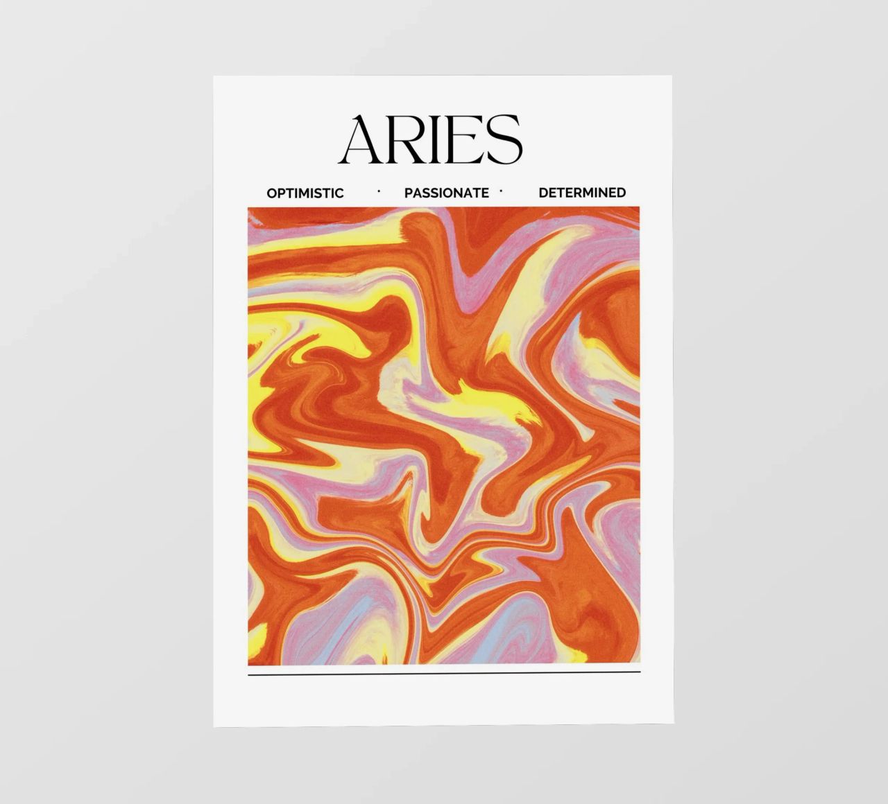 Fiery Aries Abstract Print – Bold, Passionate, and Dynamic lámina retroiluminada de PrintCessStudio