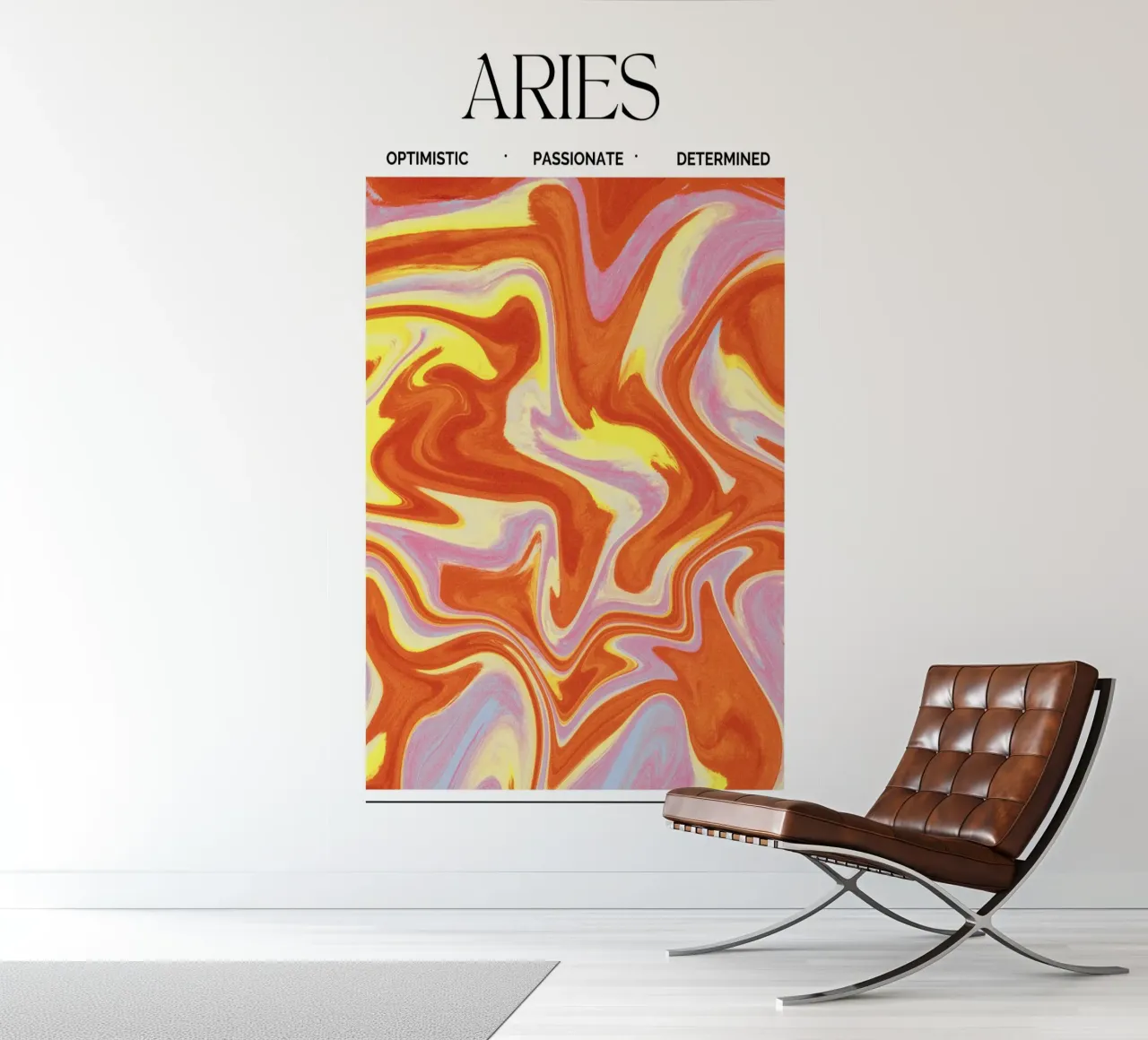 Fiery Aries Abstract Print – Bold, Passionate, and Dynamic papel para pared de PrintCessStudio