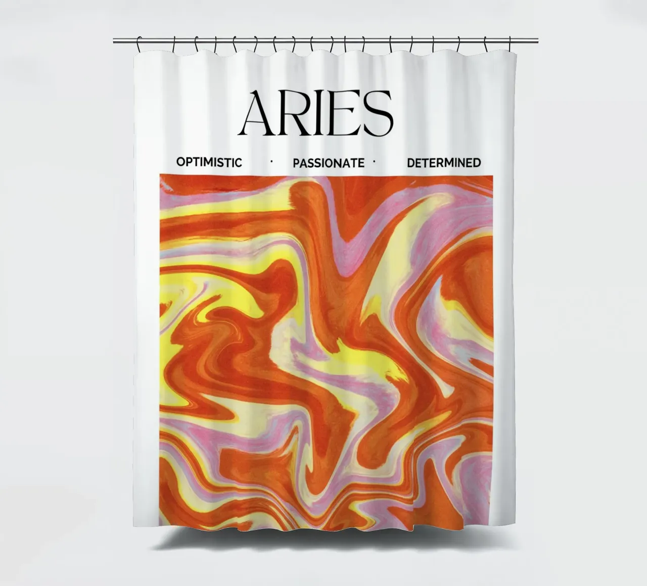 Fiery Aries Abstract Print – Bold, Passionate, and Dynamic tenda da doccia da PrintCessStudio