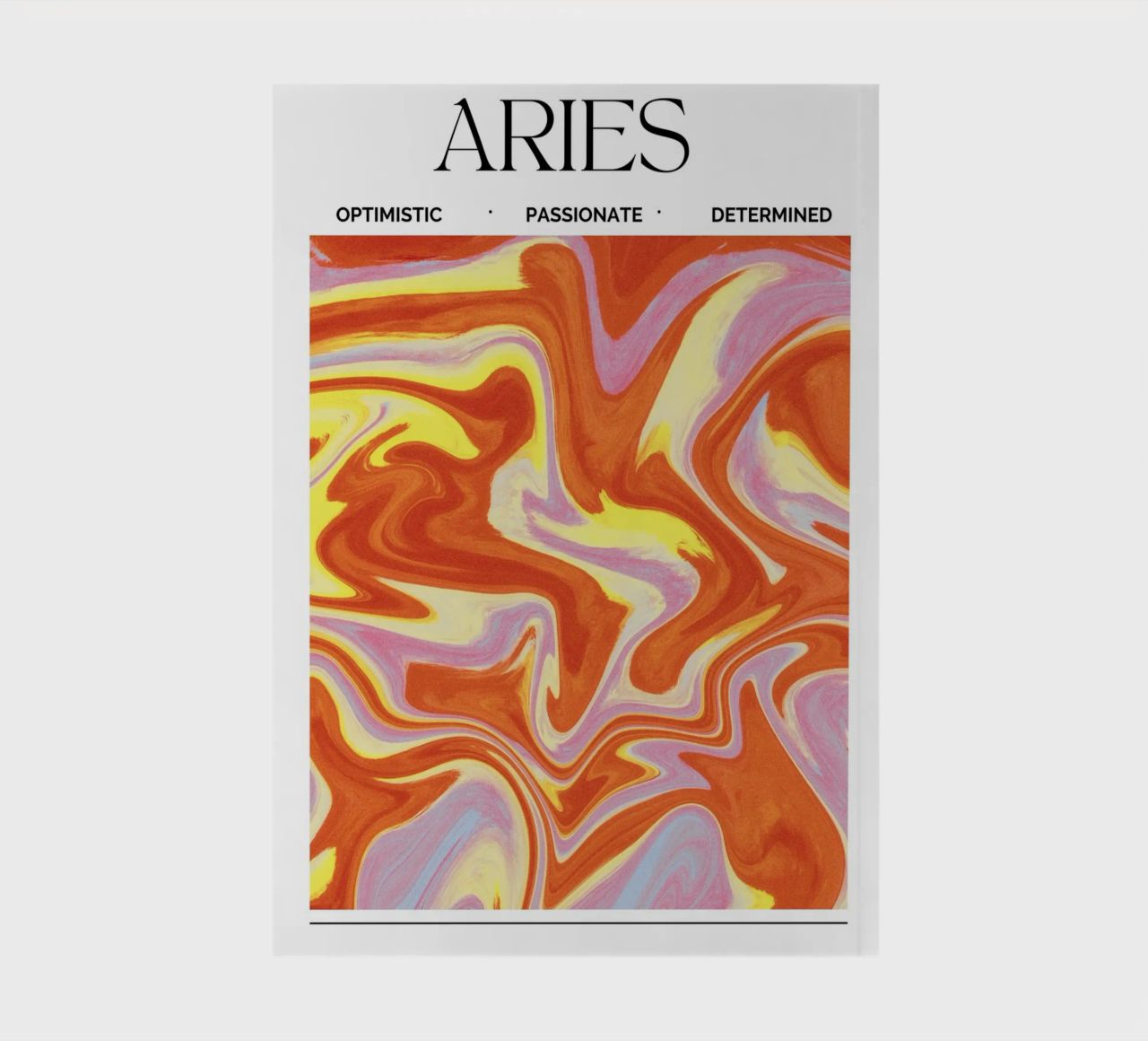 Fiery Aries Abstract Print – Bold, Passionate, and Dynamic diario da PrintCessStudio