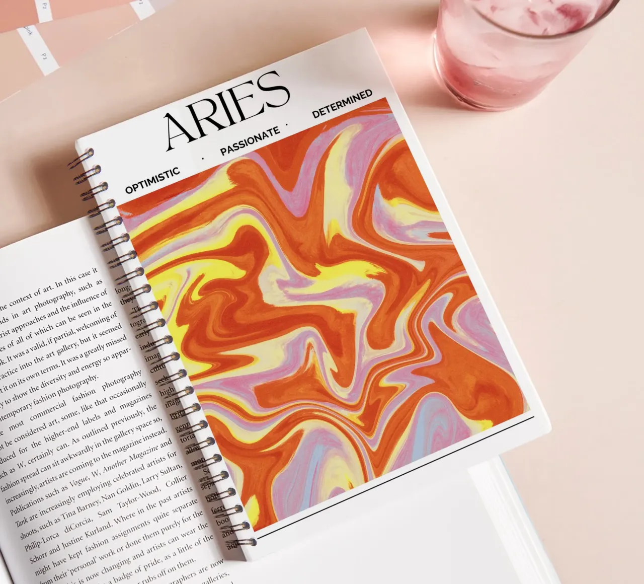 Fiery Aries Abstract Print – Bold, Passionate, and Dynamic diario ad anelli da PrintCessStudio