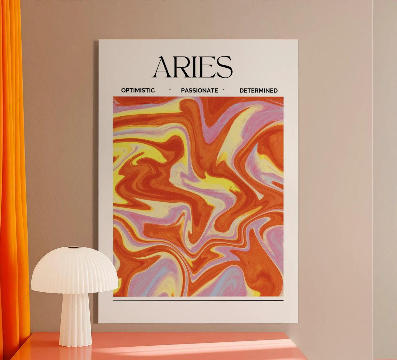 Fiery Aries Abstract Print – Bold, Passionate, and Dynamic metacrilato de PrintCessStudio