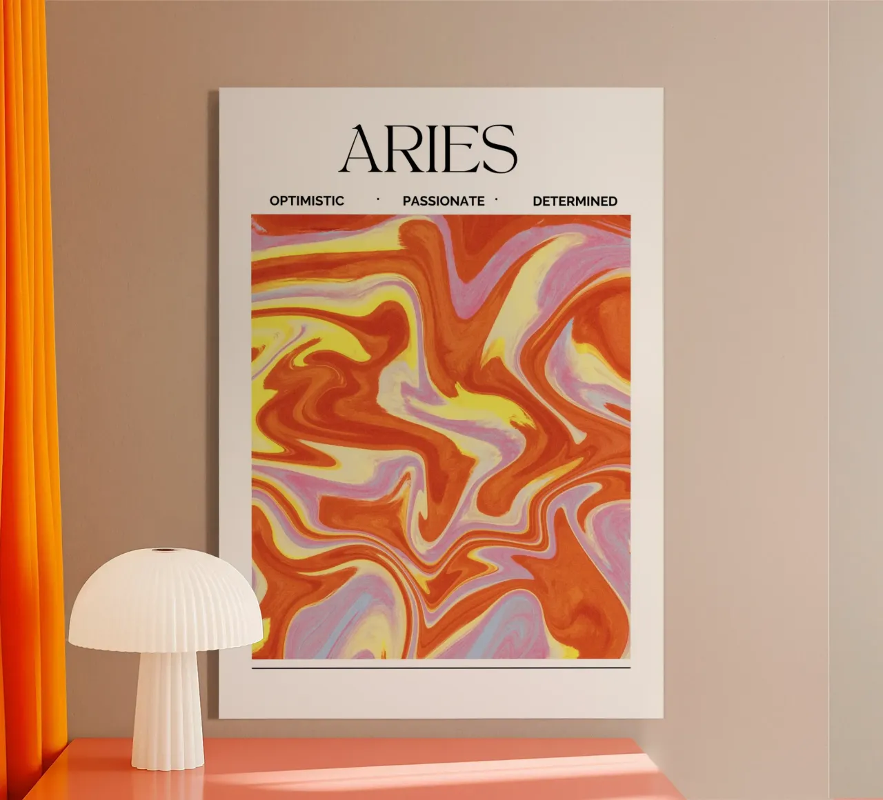 Fiery Aries Abstract Print – Bold, Passionate, and Dynamic metacrilato de PrintCessStudio