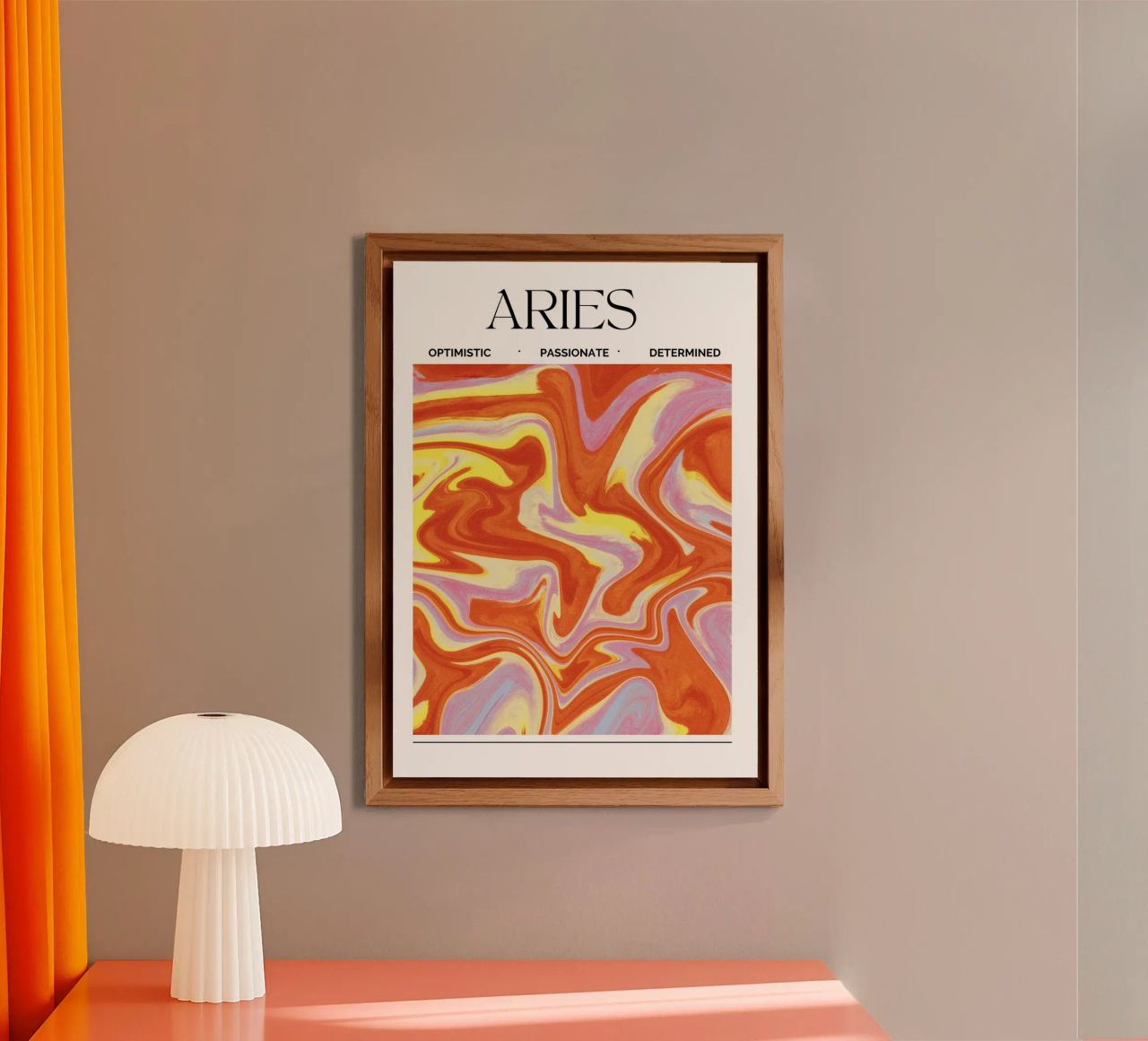 Fiery Aries Abstract Print – Bold, Passionate, and Dynamic aluminio dibond de PrintCessStudio