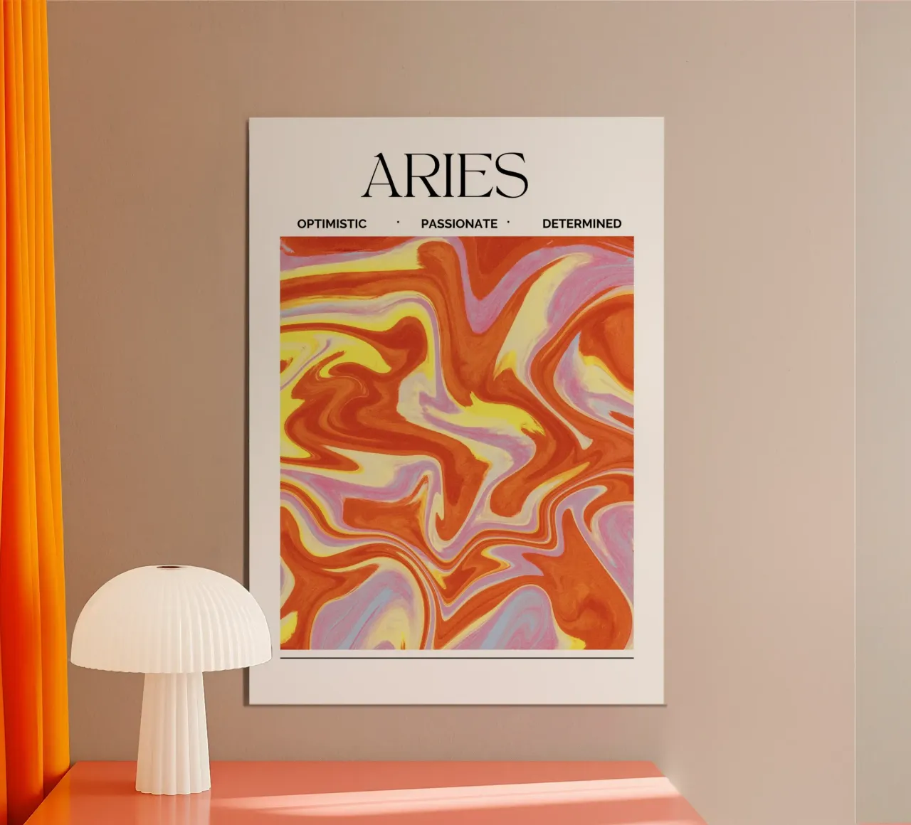 Fiery Aries Abstract Print – Bold, Passionate, and Dynamic aluminium-dibond van PrintCessStudio