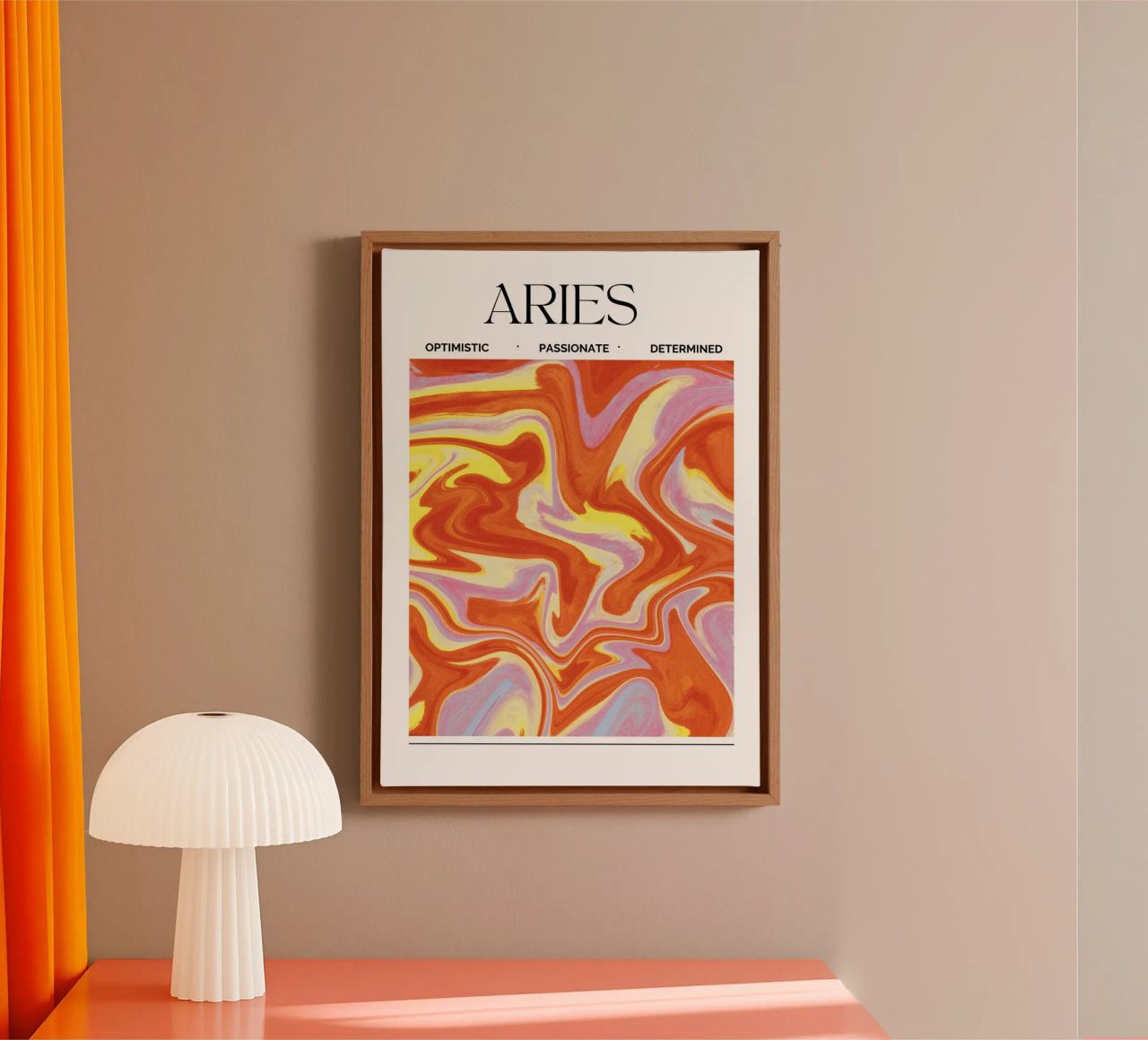 Fiery Aries Abstract Print – Bold, Passionate, and Dynamic canvas van PrintCessStudio