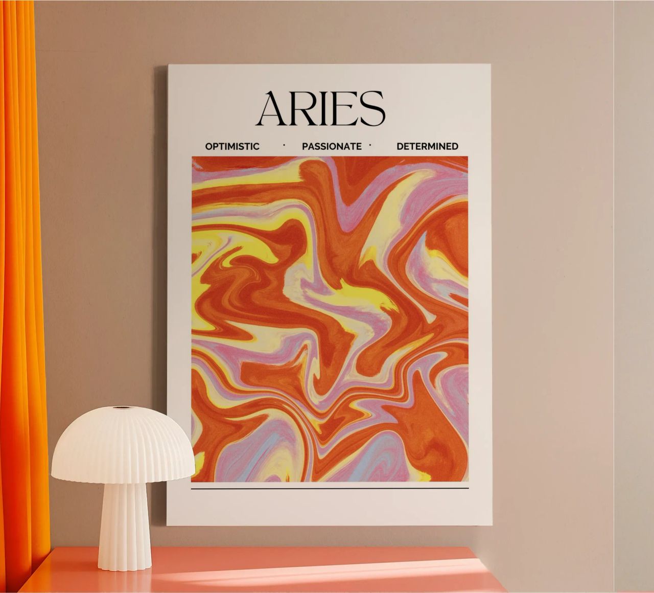 Fiery Aries Abstract Print – Bold, Passionate, and Dynamic canvas van PrintCessStudio