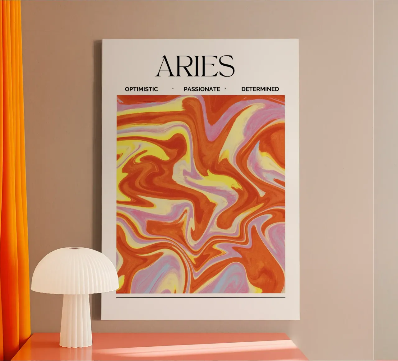 Fiery Aries Abstract Print – Bold, Passionate, and Dynamic Leinwand von PrintCessStudio
