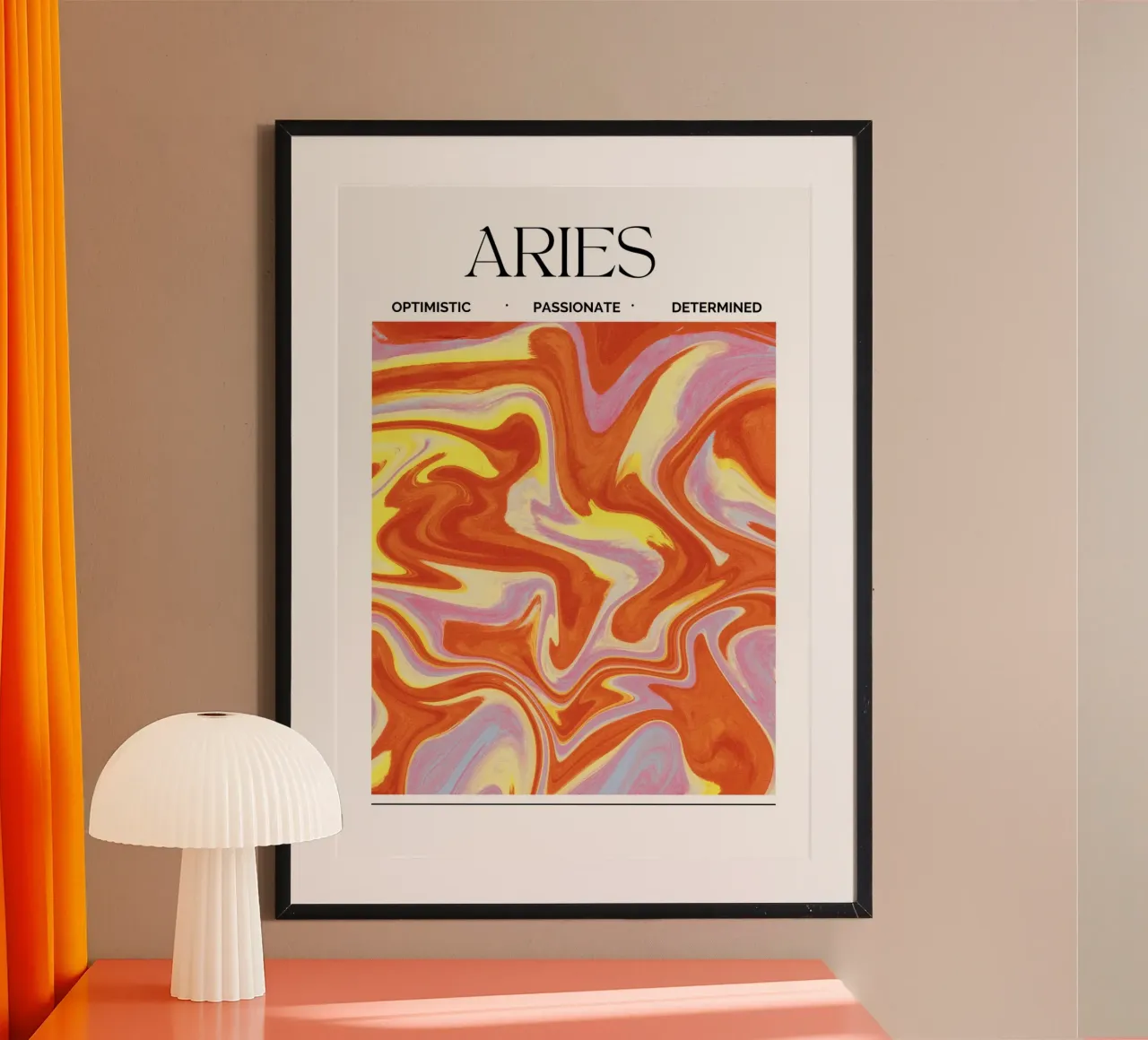 Fiery Aries Abstract Print – Bold, Passionate, and Dynamic hahnemühle van PrintCessStudio