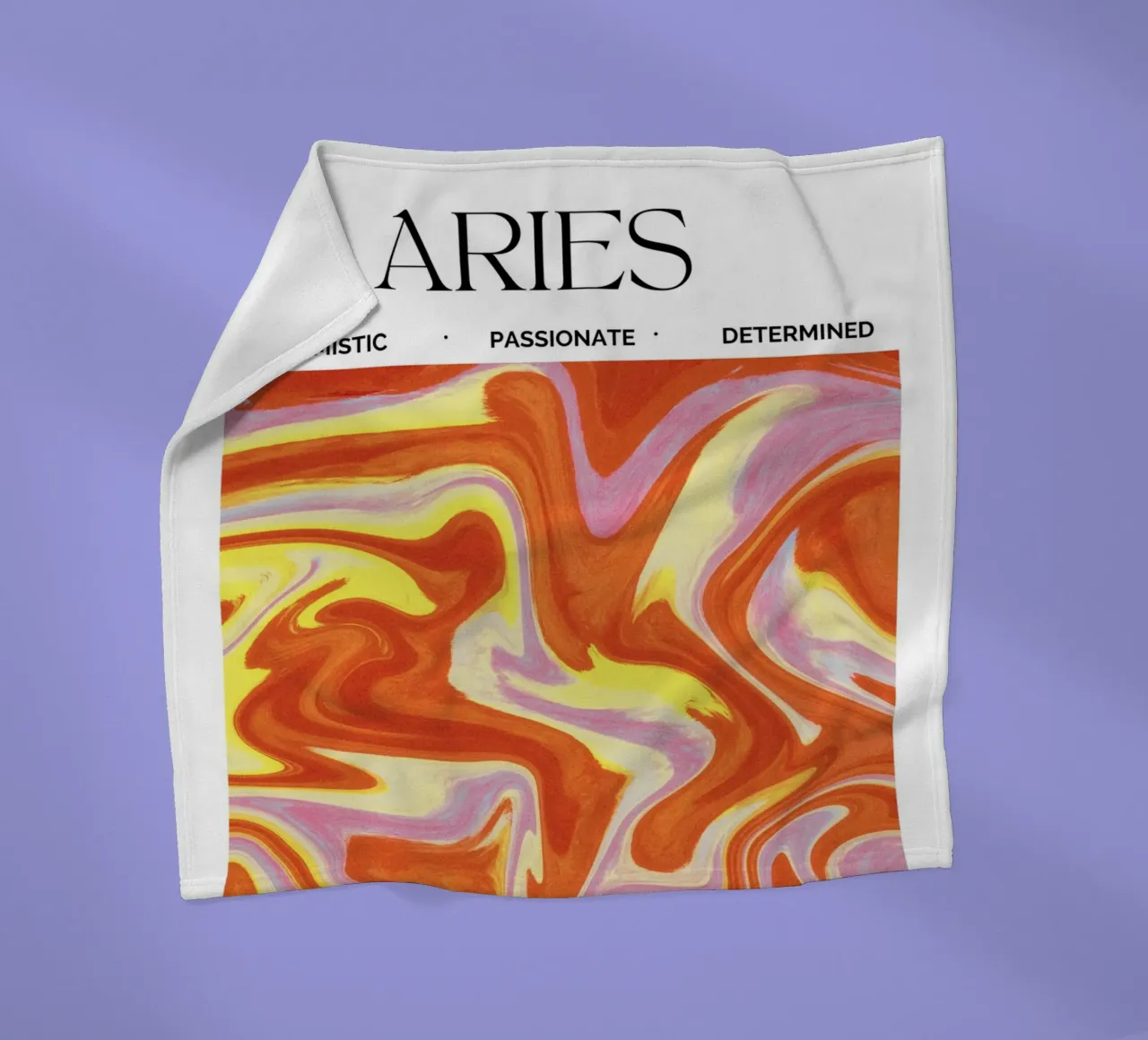 Fiery Aries Abstract Print – Bold, Passionate, and Dynamic coperta in pile da PrintCessStudio