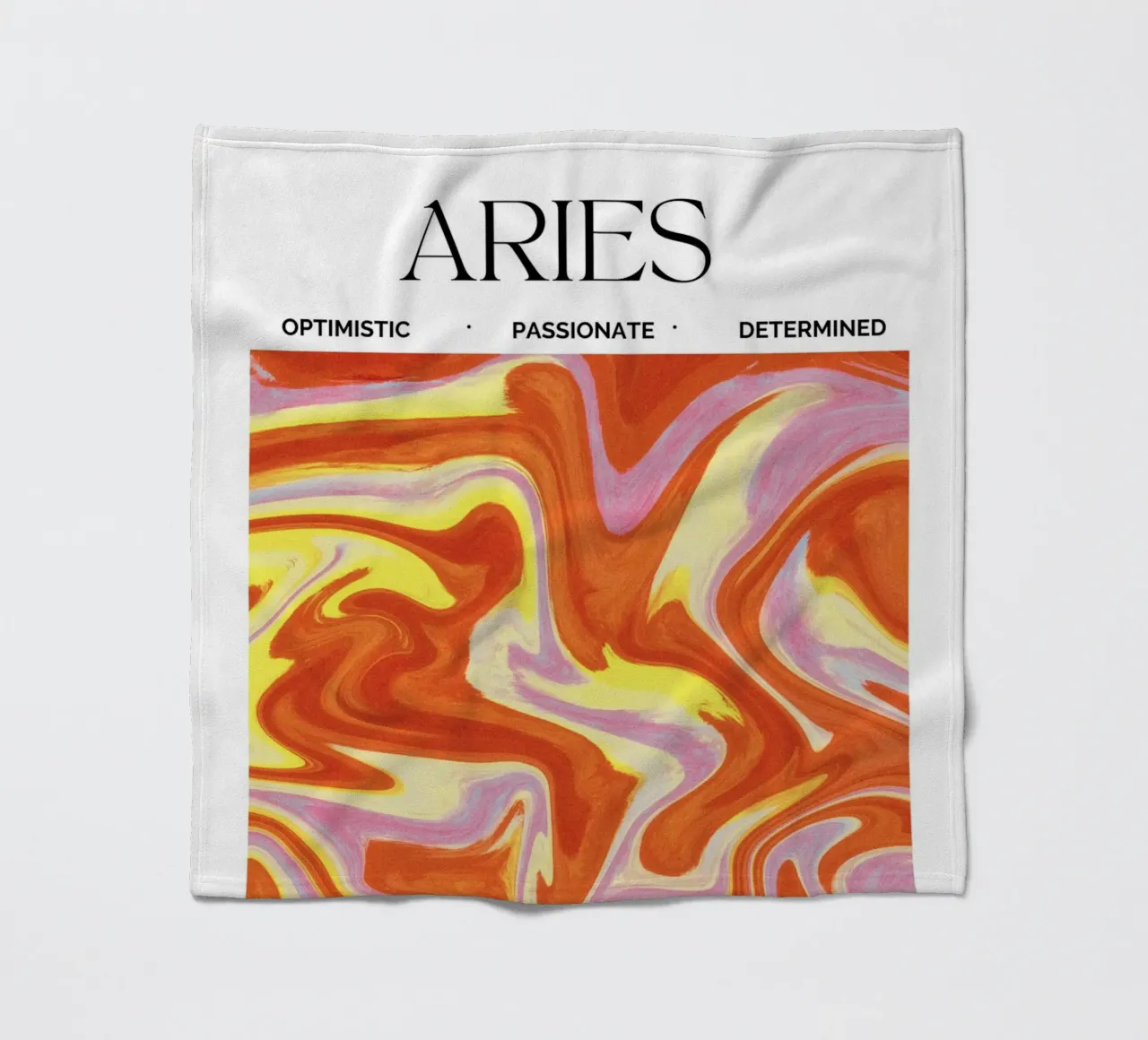 Fiery Aries Abstract Print – Bold, Passionate, and Dynamic coperta in pile da PrintCessStudio
