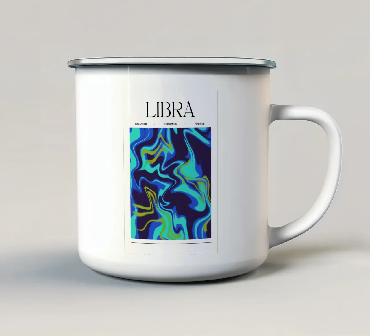 Balanced Libra Abstract Print emaille mok van PrintCessStudio