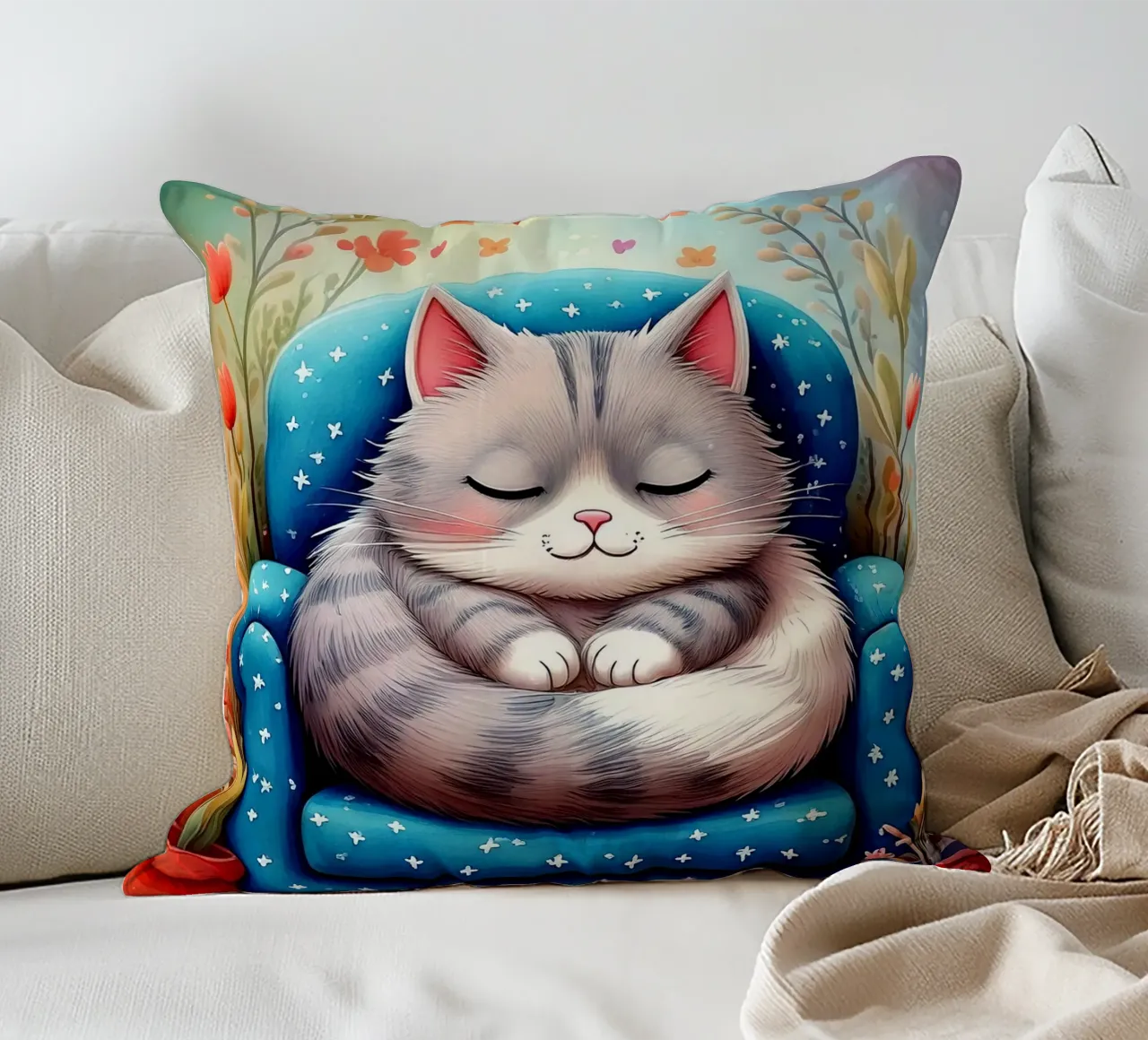Gatto che dorme in poltrona cuscino da JaySan Studio
