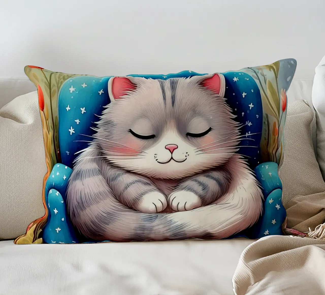 Gatto che dorme in poltrona cuscino da JaySan Studio