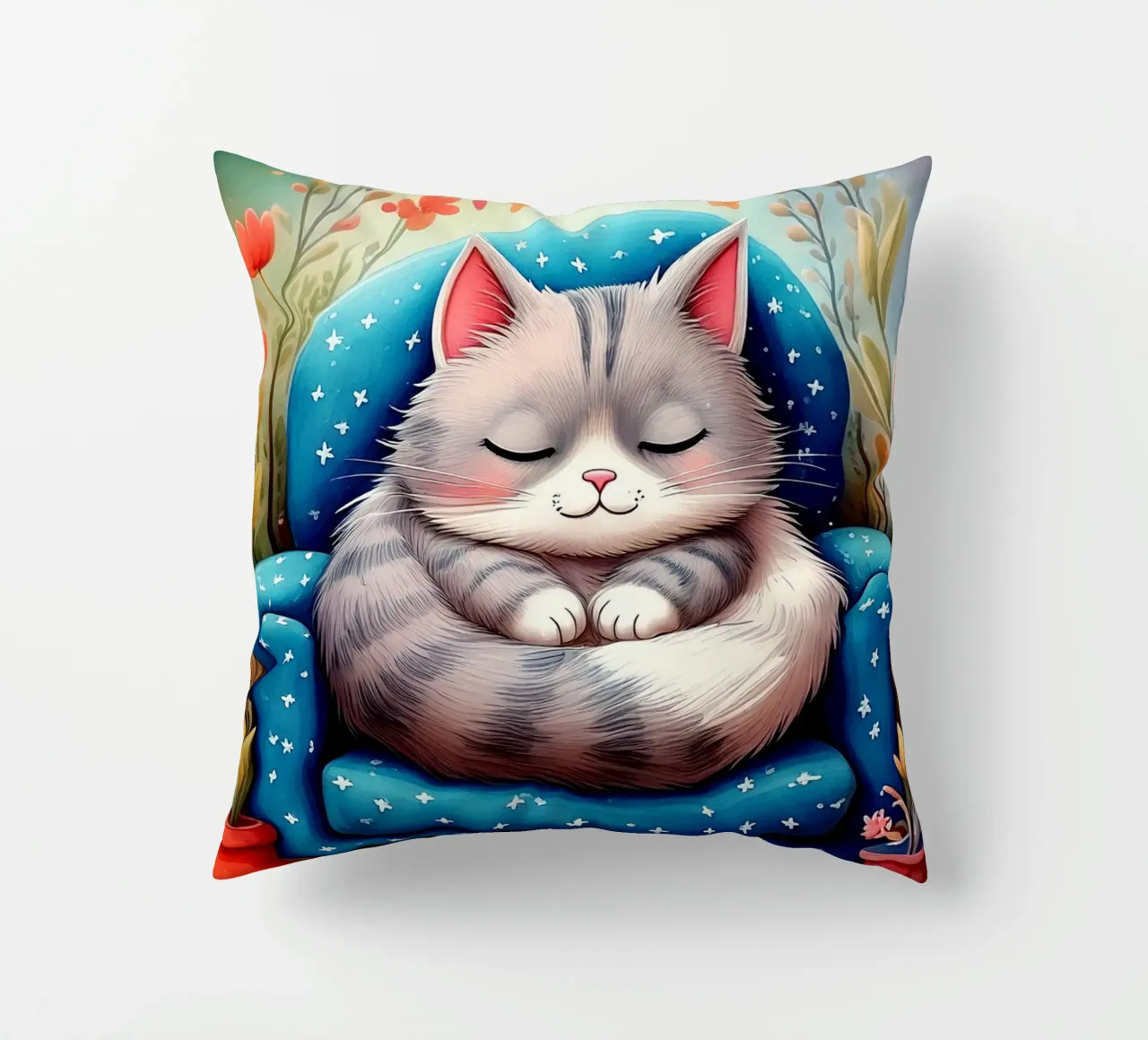 Gatto che dorme in poltrona cuscino da JaySan Studio