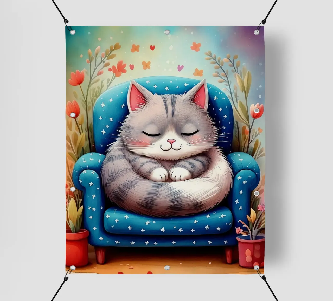 Gatto che dorme in poltrona telo in pvc da JaySan Studio